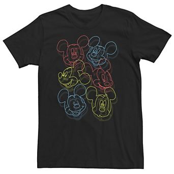 Disney's Mickey Mouse Big & Tall Colorful Line Art Collage Tee