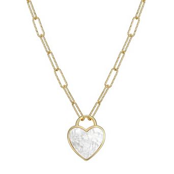 Classic Treasures 18k Gold Over Sterling Silver Heart Paper Clip Chain Necklace