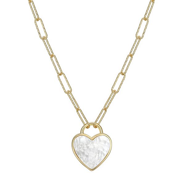 Gold Plated Paper Clip Heart Lock Necklace