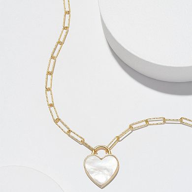 Classic Treasures 18k Gold Over Sterling Silver Heart Paper Clip Chain Necklace