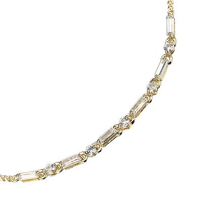 Classic Treasures 18k Gold Plated Sterling Silver Lab-Created White Sapphire Adjustable Bracelet
