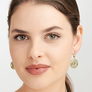 18k Gold Over Sterling Silver Jade Leverback Drop Earrings