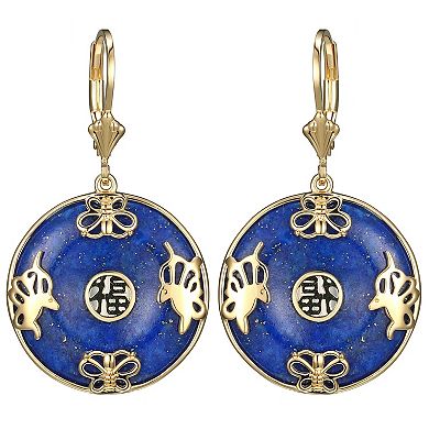 Classic Treasures 18k Gold Over Sterling Silver Lapis Leverback Drop Earrings
