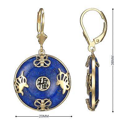 Classic Treasures 18k Gold Over Sterling Silver Lapis Leverback Drop Earrings