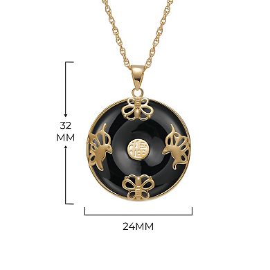Classic Treasures 18k Gold Over Sterling Silver Black Agate Pendant Necklace