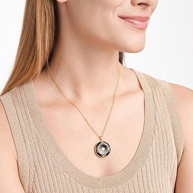 Classic Treasures 18k Gold Over Sterling Silver Black Agate Pendant Necklace