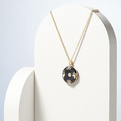 Classic Treasures 18k Gold Over Sterling Silver Black Agate Pendant Necklace