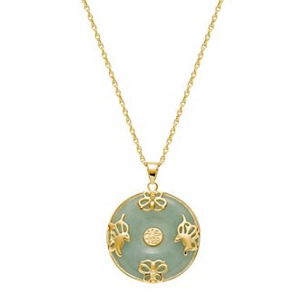 Dynasty Jade 18k Gold Over Sterling Silver Jade Pendant Necklace