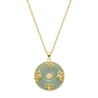 Dynasty Jade 18k Gold Over Sterling Silver Jade Pendant Necklace