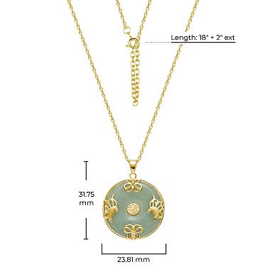 18k Gold Over Sterling Silver Jade Pendant Necklace