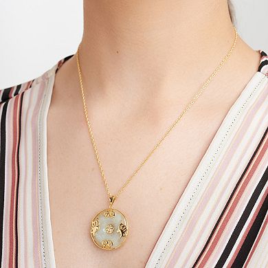 18k Gold Over Sterling Silver Jade Pendant Necklace