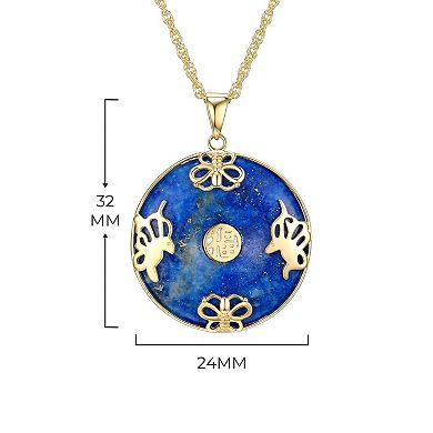 Classic Treasures 18k Gold Over Sterling Silver Lapis Circle Pendant Necklace
