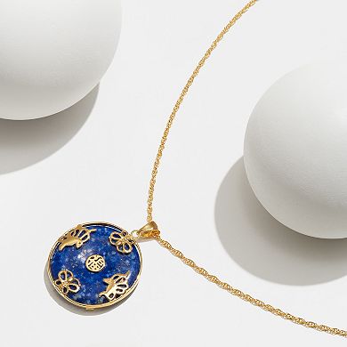 Classic Treasures 18k Gold Over Sterling Silver Lapis Circle Pendant Necklace