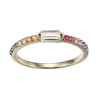 Classic Treasures 18k Gold Over Sterling Silver Rainbow Multi Gemstone Ring