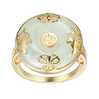 Dynasty Jade 18k Gold Over Sterling Silver Jade Statement Ring