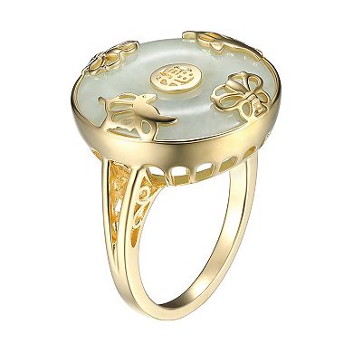 18k Gold Over Sterling Silver Jade Statement Ring