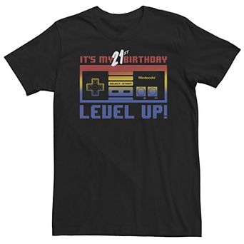 Big & Tall Nintendo It's My 21st Birthday Level Up! SNES Controller Tee