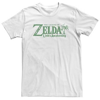 Big & Tall Nintendo The Legend Of Zelda Links Awakening Palm Tree Green Text Logo Tee