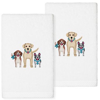 Linum Home Textiles Turkish Cotton Dogs Embroidered 2-pack Hand Towel Set