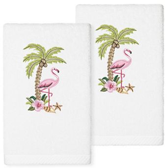 Linum Home Textiles Turkish Cotton Flora Embroidered 2-pack Hand Towel Set