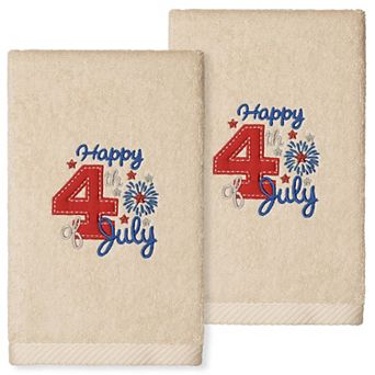 Linum Home Textiles Turkish Cotton 4TH Of July Embroidered 2-pack Hand Towel Set