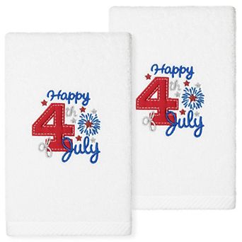 Linum Home Textiles Turkish Cotton 4TH Of July Embroidered 2-pack Hand Towel Set