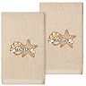 Linum Home Textiles Turkish Cotton Beach Life Embroidered 2-pack Hand Towel Set