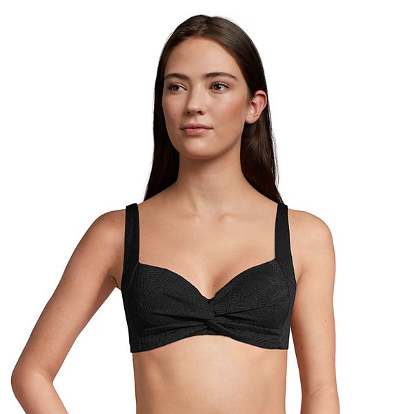 Women's Lands' End Textured Bust Enhancer UPF 50 TwistFront Bikini Top