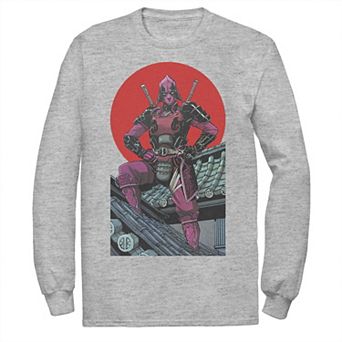Men's Marvel Deadpool Samurai Warrior Pose Red Sun Tee
