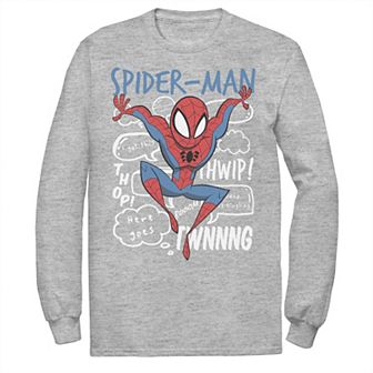 Men's Marvel Spider-Man Action Pose Comic Sound Effects Tee