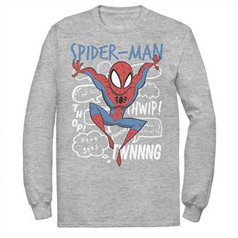 Men's Marvel Spider-Man Action Pose Comic Sound Effects Tee