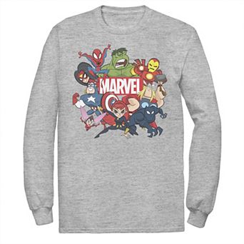 Men's Marvel Avengers Cartoon Action Collage Group Shot Tee