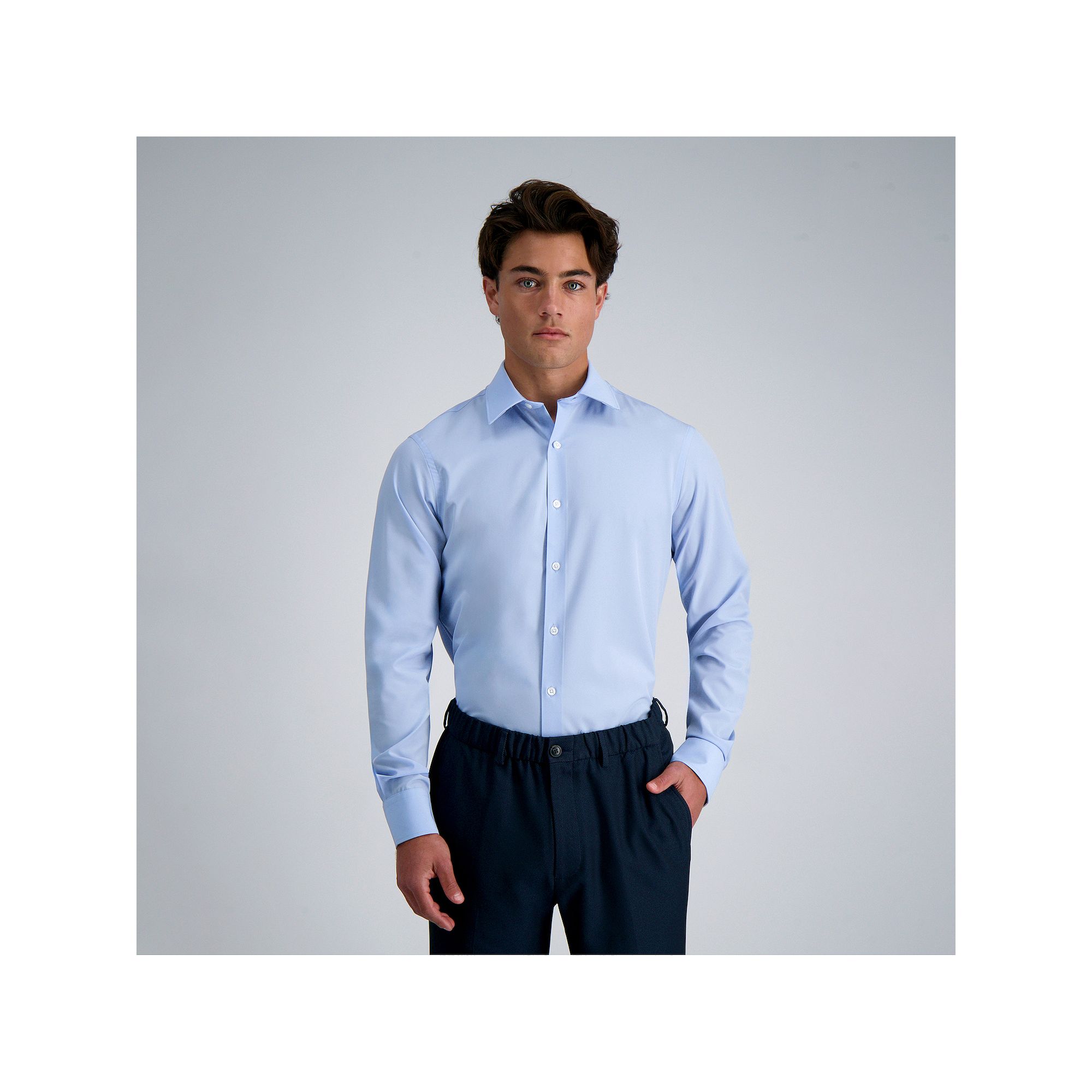 Mens Haggar® Smart Wash® Slim Fit Wrinkle Free Dress Shirt, Size: 14.5-3
