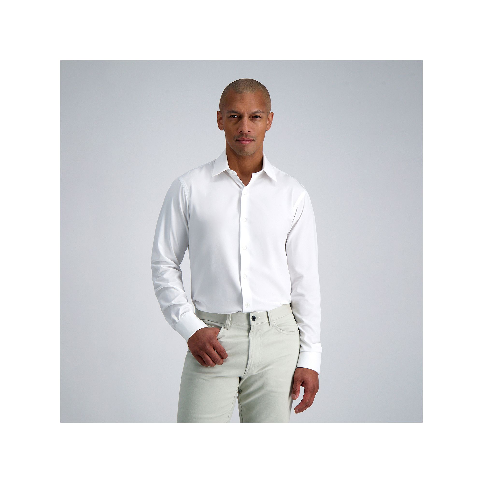 Mens Haggar® Smart Wash® Slim Fit Wrinkle Free Dress Shirt, Size: 14.5-3