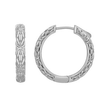 Argento Bella Sterling Silver Byzantine Hoop Earrings