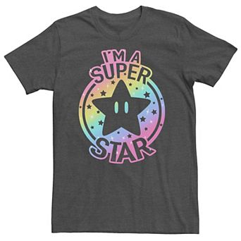 Big & Tall Super Mario Pride I'm A Super Star Rainbow Gradient Tee