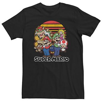 Big & Tall Super Mario Retro Sunset Group Shot Tee