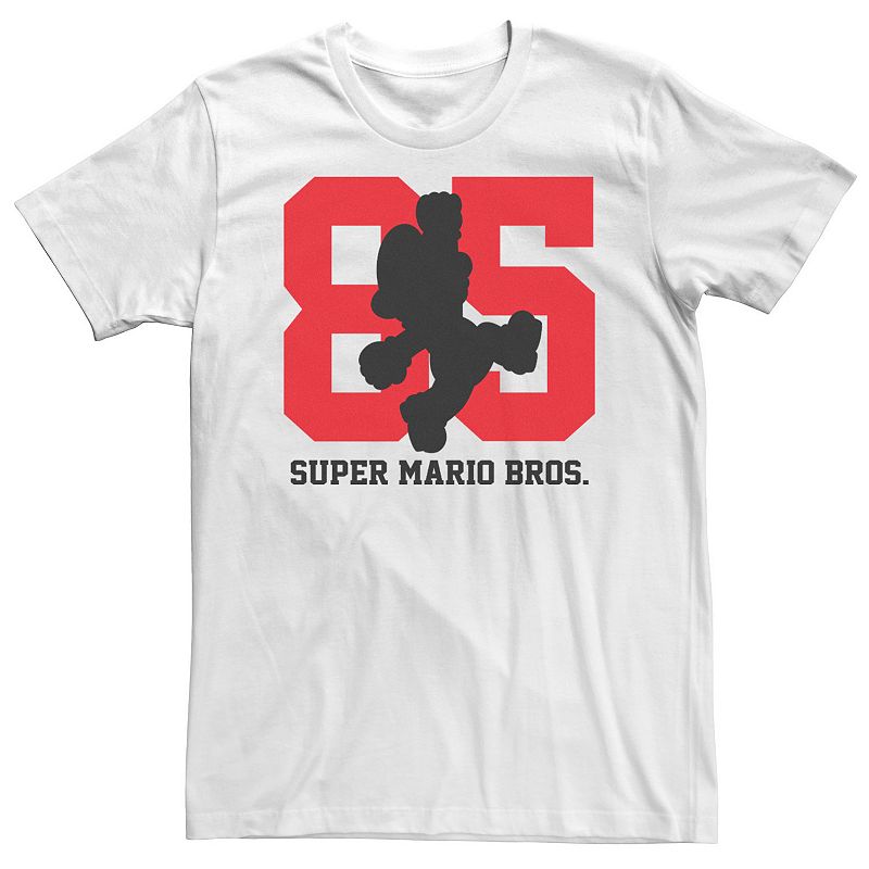 Big & Tall Super Mario 85 Mario Silhouette Tee, Mens, Size: 3XL, White