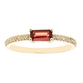 The Regal Collection 14k Gold 1/10 Carat T.W. Diamond & Garnet Ring