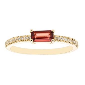 The Regal Collection 14k Gold 1/10 Carat T.W. Diamond & Garnet Ring
