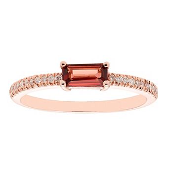 The Regal Collection 14k Gold 1/10 Carat T.W. Diamond & Garnet Ring