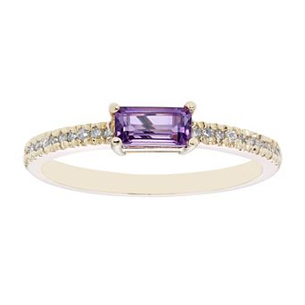 The Regal Collection 14k Gold 1/10 Carat T.W. Diamond & Amethyst Ring