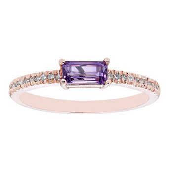 The Regal Collection 14k Gold 1/10 Carat T.W. Diamond & Amethyst Ring