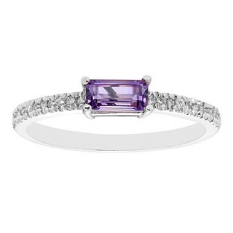 The Regal Collection 14k Gold 1/10 Carat T.W. Diamond & Amethyst Ring