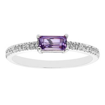 The Regal Collection 14k Gold 1/10 Carat T.W. Diamond & Amethyst Ring