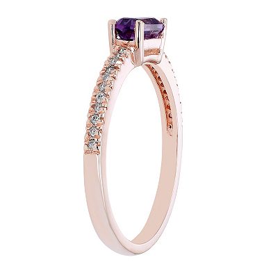 The Regal Collection 14k Gold 1/10 Carat T.W. Diamond & Amethyst Ring
