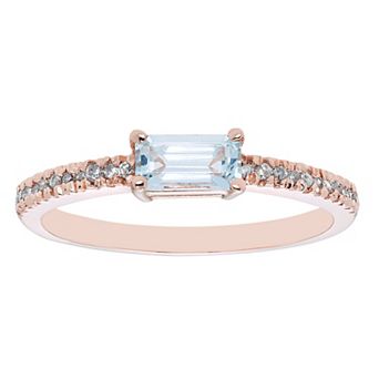 The Regal Collection 14k Gold 1/10 Carat T.W. Diamond & Aquamarine Ring