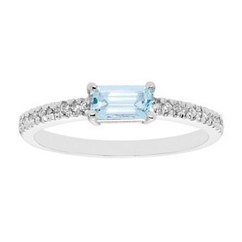 The Regal Collection 14k Gold 1/10 Carat T.W. Diamond & Aquamarine Ring