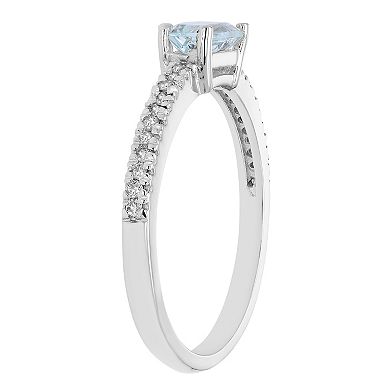 The Regal Collection 14k Gold 1/10 Carat T.W. Diamond & Aquamarine Ring