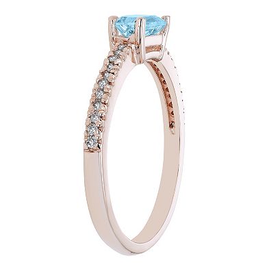 The Regal Collection 14k Gold Gold Blue Topaz Baguette & Diamond Ring